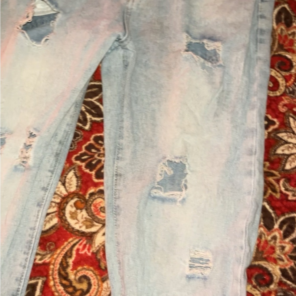 Distressed Denim Light Blue Jeans